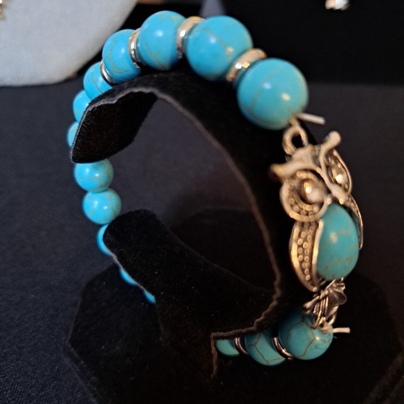 Silver and Turquoise Owl Jewelry Set - Picture 3 of 3